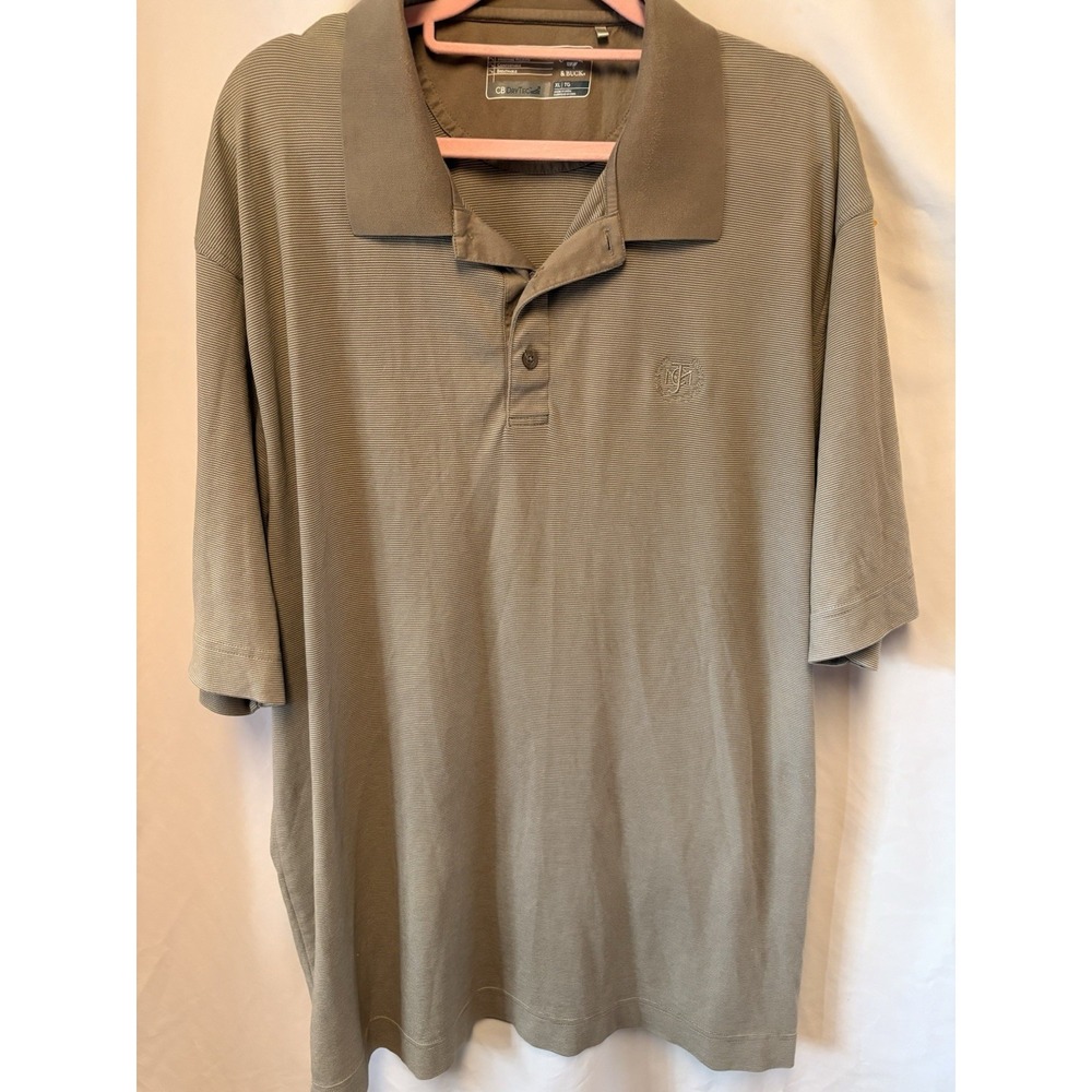 CUTTER & BUCK‎ Polo Shirt Men's XL Tan CB DryTec Golf Performance Activewear